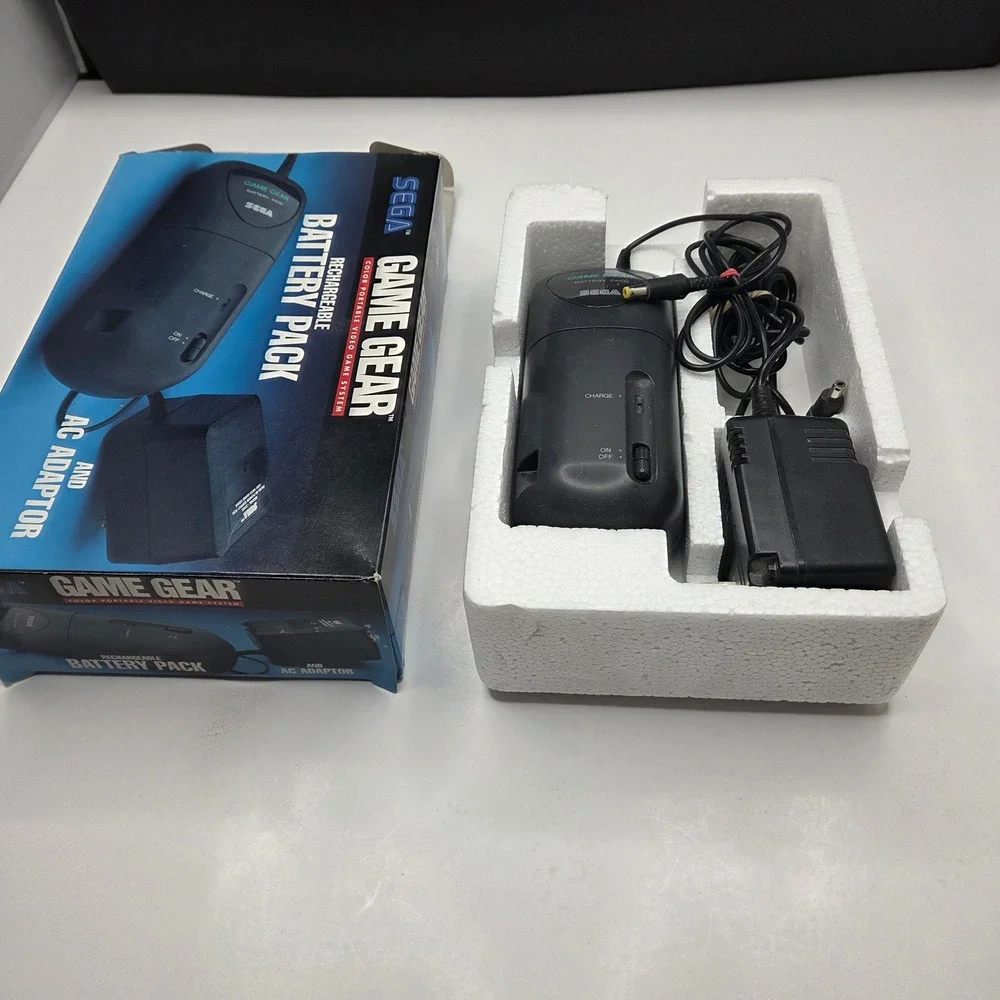 Sega Game Gear Rechargeable Battery Pack AC Adaptor Vintage Boxed OEM Black